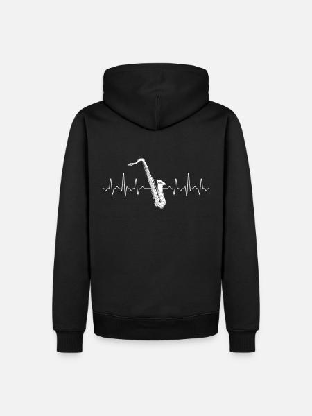 Saxophone Heartbeat - Männer Premium Bio Hoodie - Schwarz