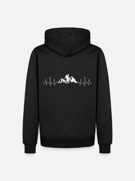 Wandern Herzschlag - Männer Premium Bio Hoodie - Schwarz