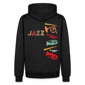 Jazz - Männer Premium Bio Hoodie - Schwarz - Hinten - Nico (187cm)