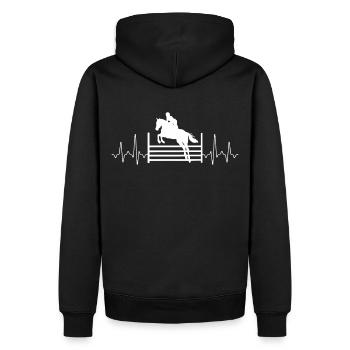 Springreiten Herzschlag - Männer Premium Bio Hoodie - Schwarz - Hinten - Nico (187cm)
