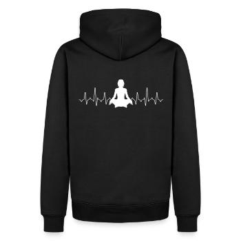 Yoga Hearbeat Yoga - Männer Premium Bio Hoodie - Schwarz - Hinten - Nico (187cm)