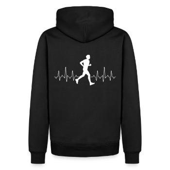 Jogging Heartbeat - Männer Premium Bio Hoodie - Schwarz - Hinten - Nico (187cm)