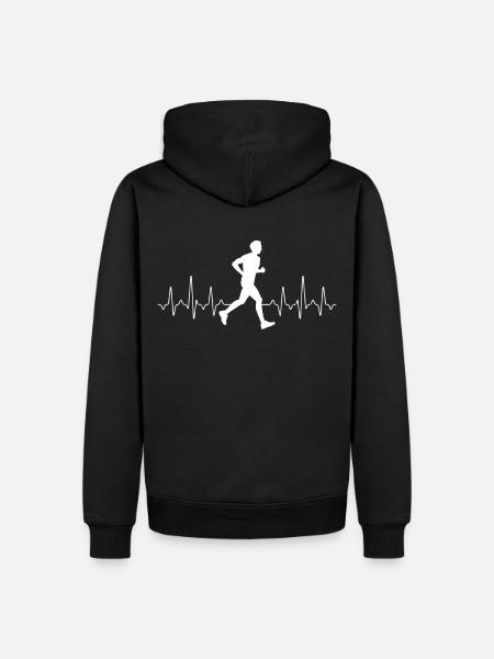 Jogging Heartbeat - Männer Premium Bio Hoodie - Schwarz