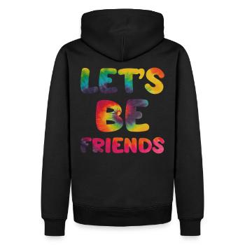 Hippie Spruch Lets be friends - Männer Premium Bio Hoodie - Schwarz - Hinten - Nico (187cm)