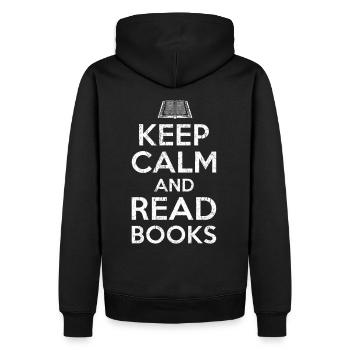 Keep calm read books - Sweat à capuche Premium bio Homme - noir - Dos - Nico (187cm)