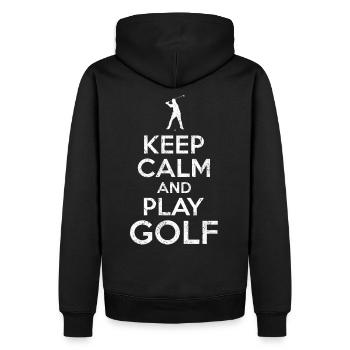 Keep Calm and play Golf - Men’s Premium Organic Hoodie - black - Back - Nico (187cm)