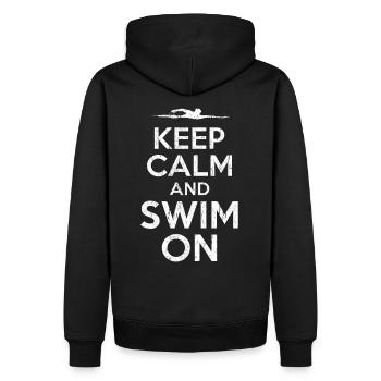 Keep Calm Swim - Sweat à capuche Premium bio Homme - noir - Dos - Nico (187cm)