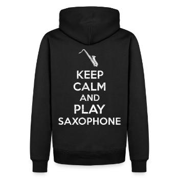 Saxophone Spruch - Männer Premium Bio Hoodie - Schwarz - Hinten - Nico (187cm)