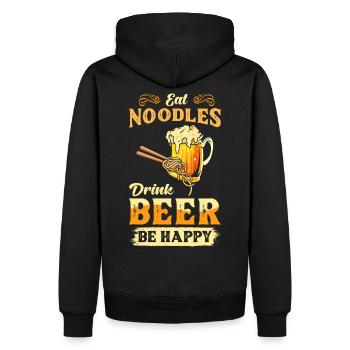 Nudel Ramen Spruch - Männer Premium Bio Hoodie - Schwarz - Hinten - Nico (187cm)