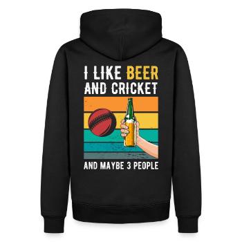 Cricket und Bier Retro Geschenk - Männer Premium Bio Hoodie - Schwarz - Hinten - Nico (187cm)