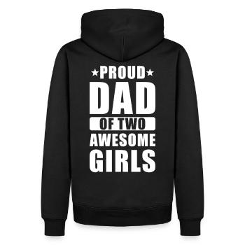 Stolzer Papa zwei Töchter - Männer Premium Bio Hoodie - Schwarz - Hinten - Nico (187cm)