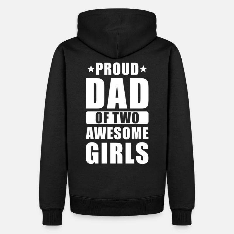 Stolzer Papa zwei Töchter - Männer Premium Bio Hoodie - Schwarz
