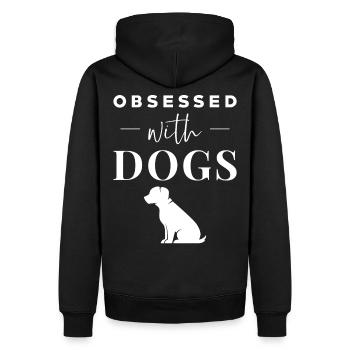 Des chiens drôles de phrases - Sweat à capuche Premium bio Homme - noir - Dos - Nico (187cm)