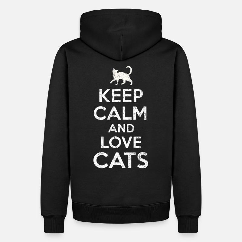 Keep calm chat - Sweat à capuche Premium bio Homme - noir