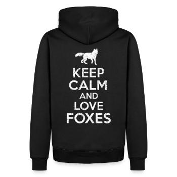 Fuchs Spruch Keep calm - Männer Premium Bio Hoodie - Schwarz - Hinten - Nico (187cm)