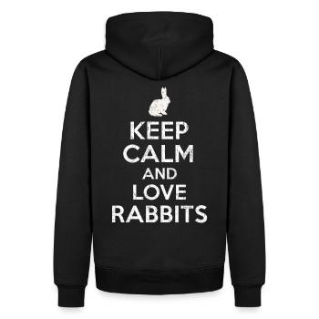 Keep Calm love Rabbits - Sweat à capuche Premium bio Homme - noir - Dos - Nico (187cm)