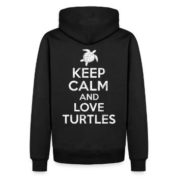 Turtle - Keep calm Turtle - Men’s Premium Organic Hoodie - black - Back - Nico (187cm)