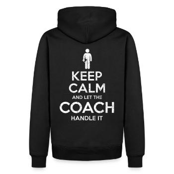 Keep Calm Coach - Männer Premium Bio Hoodie - Schwarz - Hinten - Nico (187cm)