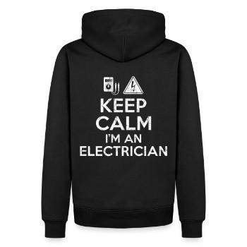 Keep Calm Electrician - Männer Premium Bio Hoodie - Schwarz - Hinten - Nico (187cm)