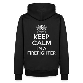 Keep Calm Im a Firefighter - Sweat à capuche Premium bio Homme - noir - Dos - Nico (187cm)