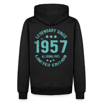 1957 anniversaire de la naissance - Sweat à capuche Premium bio Homme - noir - Dos - Nico (187cm)