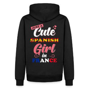Spanien Frankreich Spruch - Männer Premium Bio Hoodie - Schwarz - Hinten - Nico (187cm)