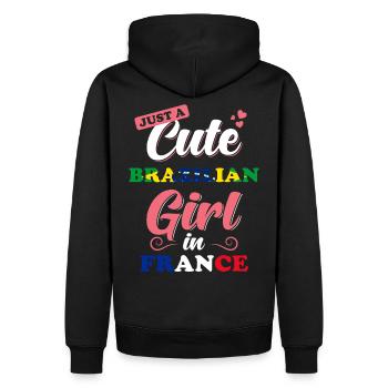 Brasilien Frankreich Spruch - Männer Premium Bio Hoodie - Schwarz - Hinten - Nico (187cm)