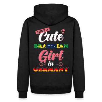 Brasilien Deutschland Spruch - Männer Premium Bio Hoodie - Schwarz - Hinten - Nico (187cm)