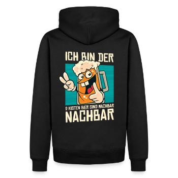 Ich bin der 2 Kisten Bier sind machbar Nachbar - Männer Premium Bio Hoodie - Schwarz - Hinten - Nico (187cm)