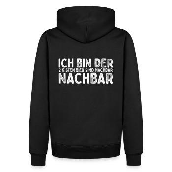 Ich bin der 2 Kisten Bier sind machbar Nachbar - Männer Premium Bio Hoodie - Schwarz - Hinten - Nico (187cm)