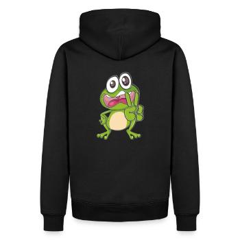Grenouille drôle - Sweat à capuche Premium bio Homme - noir - Dos - Nico (187cm)