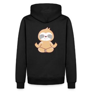 Faultier Yoga Geschenke - Männer Premium Bio Hoodie - Schwarz - Hinten - Nico (187cm)