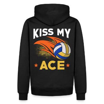 Volley-ball Kiss my Ace - Sweat à capuche Premium bio Homme - noir - Dos - Nico (187cm)