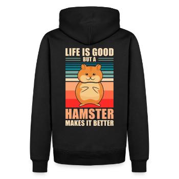 Hamster - Sweat à capuche Premium bio Homme - noir - Dos - Nico (187cm)