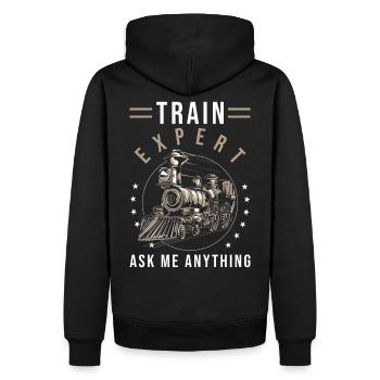 Don de train ferroviaire - Sweat à capuche Premium bio Homme - noir - Dos - Nico (187cm)