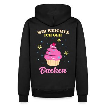 Backen Mir reichts ich geh backen Spruch - Männer Premium Bio Hoodie - Schwarz - Hinten - Nico (187cm)