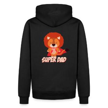 Super papa lion père - Sweat à capuche Premium bio Homme - noir - Dos - Nico (187cm)