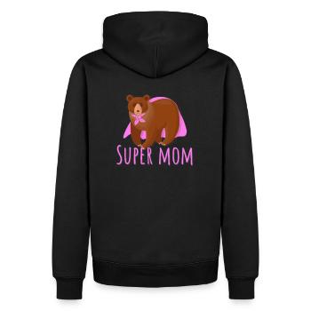 Super Mom Bär - Männer Premium Bio Hoodie - Schwarz - Hinten - Nico (187cm)