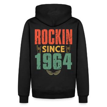 Geburtstag 1964 Spruch Rock - Männer Premium Bio Hoodie - Schwarz - Hinten - Nico (187cm)