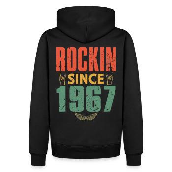 Geburtstag 1967 Spruch Rock - Männer Premium Bio Hoodie - Schwarz - Hinten - Nico (187cm)