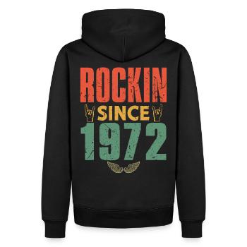 Geburtstag 1972 Spruch Rock - Männer Premium Bio Hoodie - Schwarz - Hinten - Nico (187cm)