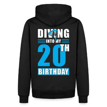 Parachutiste Cadeau 20e anniversaire - Sweat à capuche Premium bio Homme - noir - Dos - Nico (187cm)
