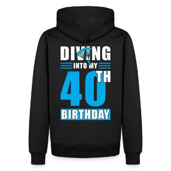 Parachutiste cadeau 40 ans - Sweat à capuche Premium bio Homme - noir - Dos - Nico (187cm)