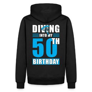 Parachutiste cadeau 50e anniversaire - Sweat à capuche Premium bio Homme - noir - Dos - Nico (187cm)