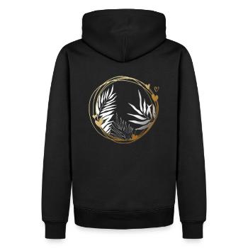 Blumen Floral Lineart - Männer Premium Bio Hoodie - Schwarz - Hinten - Nico (187cm)