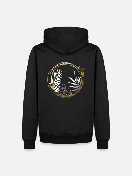Blumen Floral Lineart - Männer Premium Bio Hoodie - Schwarz