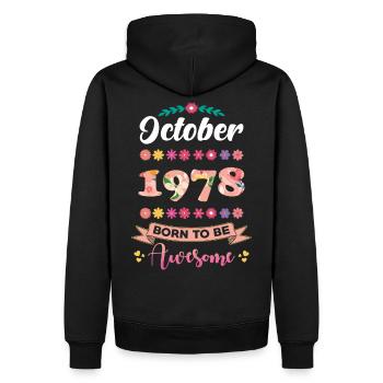Anniversaire octobre 1978 Cadeau femme - Sweat à capuche Premium bio Homme - noir - Dos - Nico (187cm)