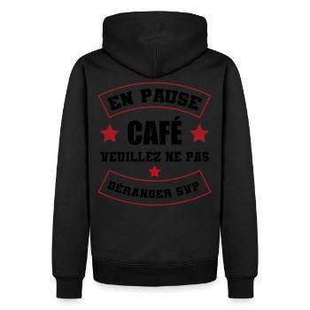 cadeau marrant pause café | tasse de café - Sweat à capuche Premium bio Homme - noir - Dos - Nico (187cm)