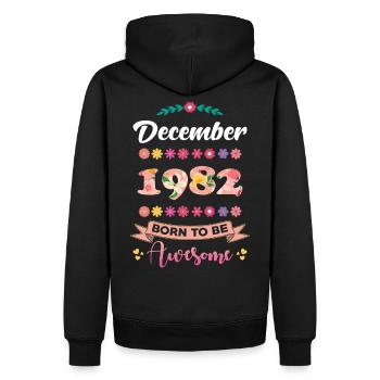 Anniversaire Décembre 1982 Cadeau femme - Sweat à capuche Premium bio Homme - noir - Dos - Nico (187cm)