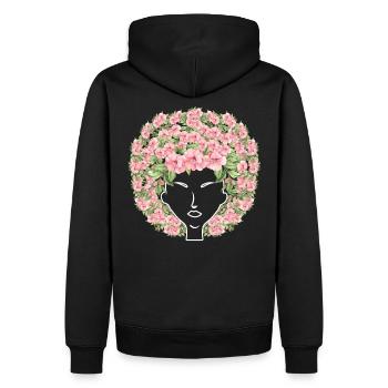 Blumen Afro - Männer Premium Bio Hoodie - Schwarz - Hinten - Nico (187cm)
